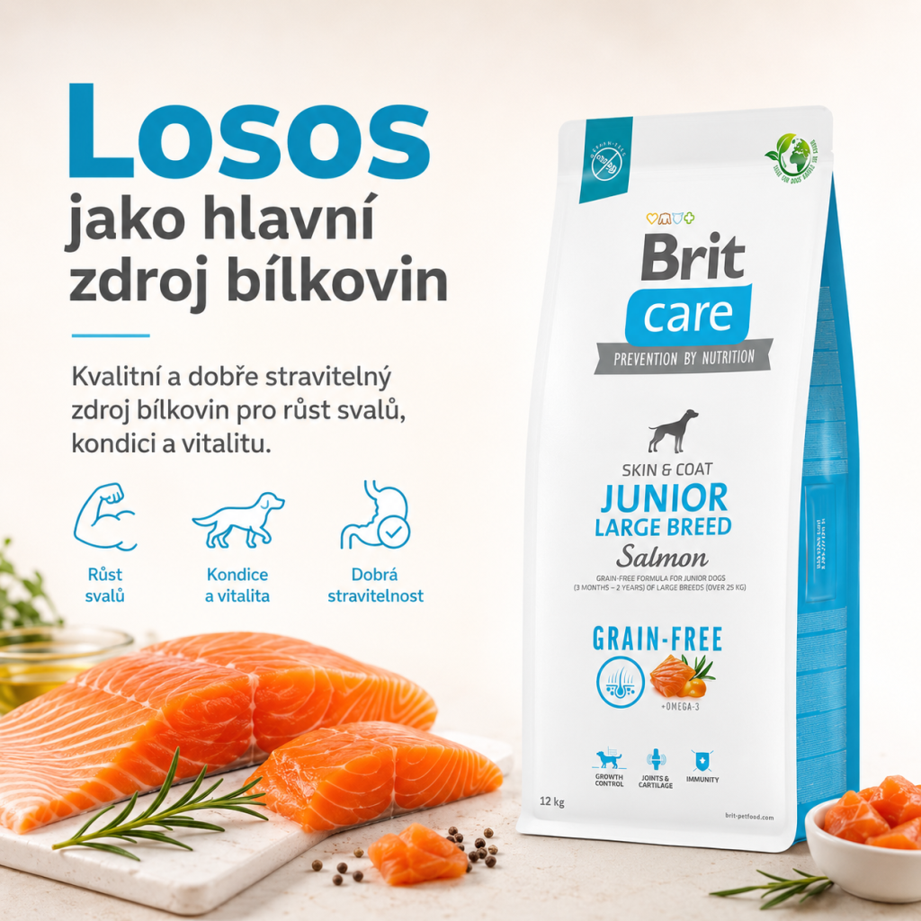 Losos v granulích Brit Care Junior Large Breed Salmon