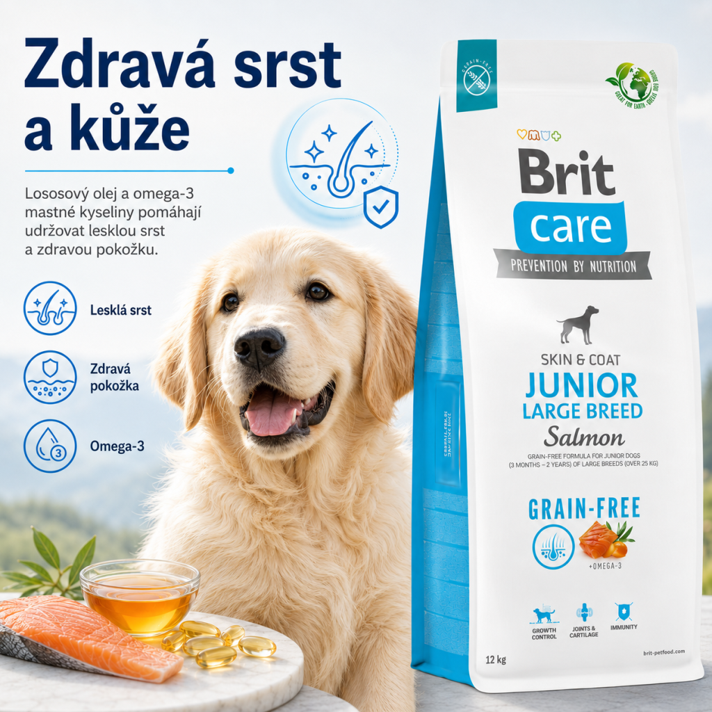 Podpora zdravé srsti a kůže u štěňat velkých plemen
